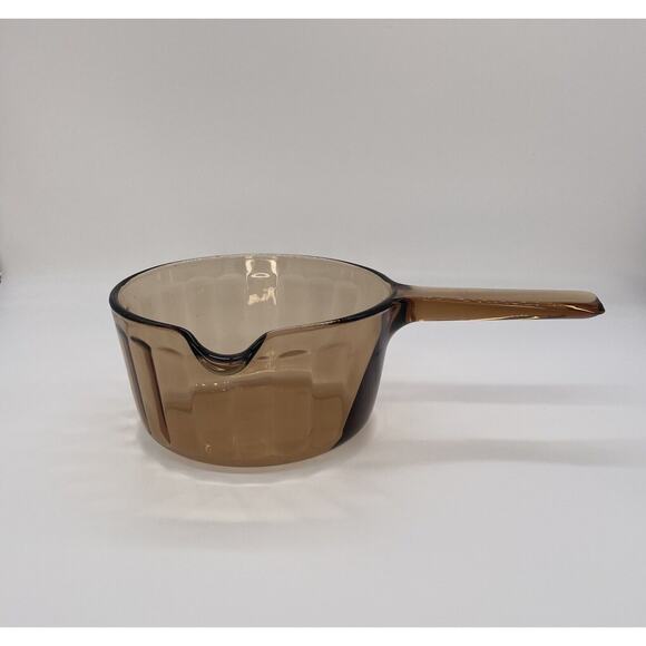 Corning Ware Vision Amber Glass Sculpted Cookware 1L A sauce pot w/ pour spout - Picture 1 of 4